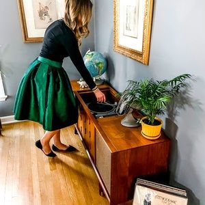 ChicWish A-Line Emwrald Green Midi Skirt